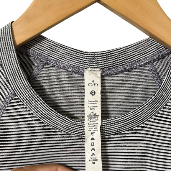 LULULEMON Swiftly Tech 2.0 Striped Gray Long Sleeve Top Shirt - Picture 6 of 9